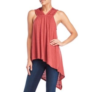 NWT BCBG Alison Linen-Blend Asymmetrical Top